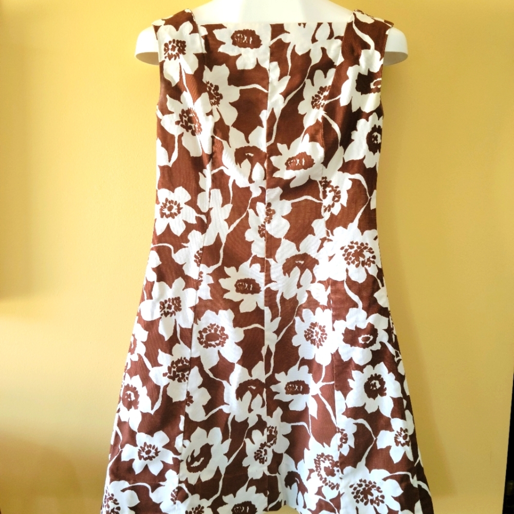 Vintage mod dress, handmade, brown floral